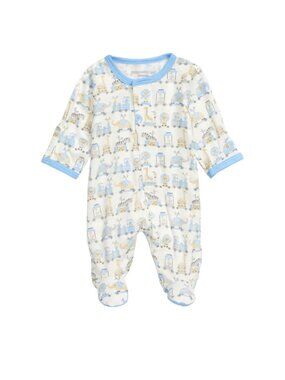 Magnetic Me | Blue and White Taj Express Footie | Size 6-9 months